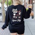 Boston Terrier Fart American Gentleman Non-Sporting Dog Women's Sweatshirt Back Print Black