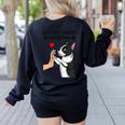 Boston Terrier Grandma Mother's Day Dog Mom Women's Sweatshirt Back Print Black