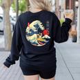 Boston Terrier Japanese Kanagawa Wave Surf Loyal Dog Men Women Kids Women's Sweatshirt Back Print Black