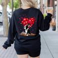 Boston Terrier Lover Heart Shape Boston Terrier Valentine Women's Sweatshirt Back Print Black