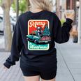 Boston Terrier Merry Christmas Tree Truck Santa Dog X-Mas Women's Sweatshirt Back Print Black