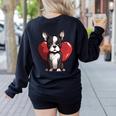 Boston Terrier Mom Dad Bostie Dog Lover Valentines Day Women's Sweatshirt Back Print Black