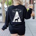 Boston Terrier Mom Dad Dog Alien UFO For Men Women Women's Sweatshirt Back Print Black