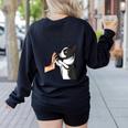 Boston Terrier Mom Dogs Mum Woman Women's Sweatshirt Back Print Black