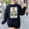 The Boston Terrier Mom Skeleton Spooky Season Halloween Women's Sweatshirt Back Print Black