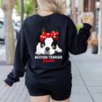 Boston Terrier Mum Dog Woman Idea Women's Sweatshirt Back Print Black
