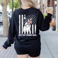 Boston Terrier Papa Cool Dog Lover USA American Flag Men Women Women's Sweatshirt Back Print Black