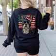 Boston Terrier Patriotic 4th Of July USA American Flag Women's Sweatshirt Back Print Black