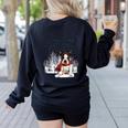 Boston Terrier In The Snow Merry Christmas Winter Women's Sweatshirt Back Print Black