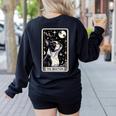 Boston Terrier Tarot Card Star With The Moon Men Women Kids Women's Sweatshirt Back Print Black