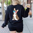 Brindle Boston Terrier Dog Patriotic Shirt USA Flag Women's Sweatshirt Back Print Black