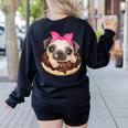 Cute Pug Shirt Donut Girls Dog Women's Sweatshirt Back Print Black