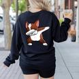 Dabbing Red Boston Terrier Dab Dance Dog Men Women Kids Women's Sweatshirt Back Print Black