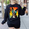 Dog Boston Terrier Hawaiian Women's Sweatshirt Back Print Black