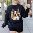 Floral Boston Terrier Women's Sweatshirt Back Print Black