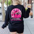Ghost And Witch Boston Terrier Dog In October We Wear Pink Women's Sweatshirt Back Print Black