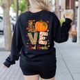 Love 2nd Grade Happy Fall Thanksgiving For 2nd Teacher For Men Women Girls Kids Women&#x27;s Sweatshirt Back Print Black