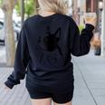 I Love My Boston Terrier Dog With Heart Women's Sweatshirt Back Print Black