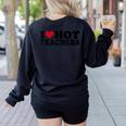 I Love Hot Teachers Men Women Women&#x27;s Sweatshirt Back Print Black