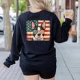 Patriotic Boston Terrier Dog Lover USA Flag 4th Of July For Men Women Kids Women's Sweatshirt Back Print Black
