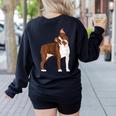 Red Boston Terrier Dog Women's Sweatshirt Back Print Black