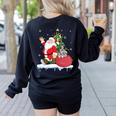 Santa Ugly Christmas Tree Lights Boston Terrier Dog Lover Women's Sweatshirt Back Print Black