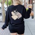 Sleepy Boston Terrier Pajama Men Women Kids Women's Sweatshirt Back Print Black
