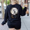 Spooky Halloween Moon Boston Terrier Boston Bull Bostie Women's Sweatshirt Back Print Black
