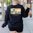 Surfing Boston Terrier Kanagawa Wave Japanese Dog For Men Women Kids Women's Sweatshirt Back Print Black