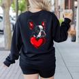 Valentine's Day Boston Terrier Dog Vector Women's Sweatshirt Back Print Black