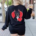 Valentine's Day Boston Terrier Women's Sweatshirt Back Print Black