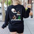Xmas Lighting Tree Santa Riding Boston Terrier Christmas Women's Sweatshirt Back Print Black