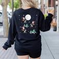 Xmas Tree Santa Riding Boston Terrier Christmas Women's Sweatshirt Back Print Black