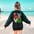 Boston Terrier Christmas Tree Lights Santa Dog Xmas For Men Women Kids Women's Sweatshirt Back Print Forest Green