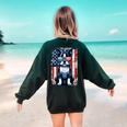 Boston Terrier Dog American USA US Flag Pets Vintage Outfit Women's Sweatshirt Back Print Forest Green
