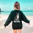 Boston Terrier Dog Dad Boston Terrier Dog Lovers Women's Sweatshirt Back Print Forest Green