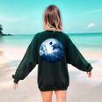 Boston Terrier Dog Moon Dog Mom Dad Women Men Dog Lovers Women's Sweatshirt Back Print Forest Green