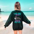 Boston Terrier This Girl Runs On Jesus And Boston Terriers Women's Sweatshirt Back Print Forest Green