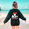 Boston Terrier Mum Dog Woman Idea Women's Sweatshirt Back Print Forest Green