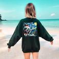 Boston Terrier Santa Starry Night Van Gogh Christmas Dog Men Women Kids Women's Sweatshirt Back Print Forest Green