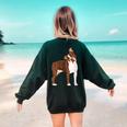 Red Boston Terrier Dog Women's Sweatshirt Back Print Forest Green