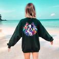 Watercolor Floral Boston Terrier Mama Dog Lover Mother's Day Women's Sweatshirt Back Print Forest Green
