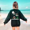Xmas Lighting Tree Santa Riding Boston Terrier Christmas Women's Sweatshirt Back Print Forest Green