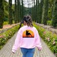 Boston Terrier Bostie Sunset Retro Dog Pet Mom Dad Women's Sweatshirt Back Print Light Pink