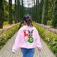 Boston Terrier Christmas Tree Lights Santa Dog Xmas For Men Women Kids Women's Sweatshirt Back Print Light Pink