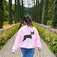 Boston Terrier Dog Mom Woman Women Women's Sweatshirt Back Print Light Pink