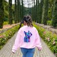 Boston Terrier Dog For a Boston Terrier Mom Women's Sweatshirt Back Print Light Pink