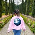 Boston Terrier Dog Moon Dog Mom Dad Women Men Dog Lovers Women's Sweatshirt Back Print Light Pink