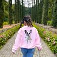 Boston Terrier Dog Motif Pet Art Boston Terrier Men Women Kids Women's Sweatshirt Back Print Light Pink