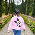 Boston Terrier Dog From Side Boston Bull Women's Sweatshirt Back Print Light Pink